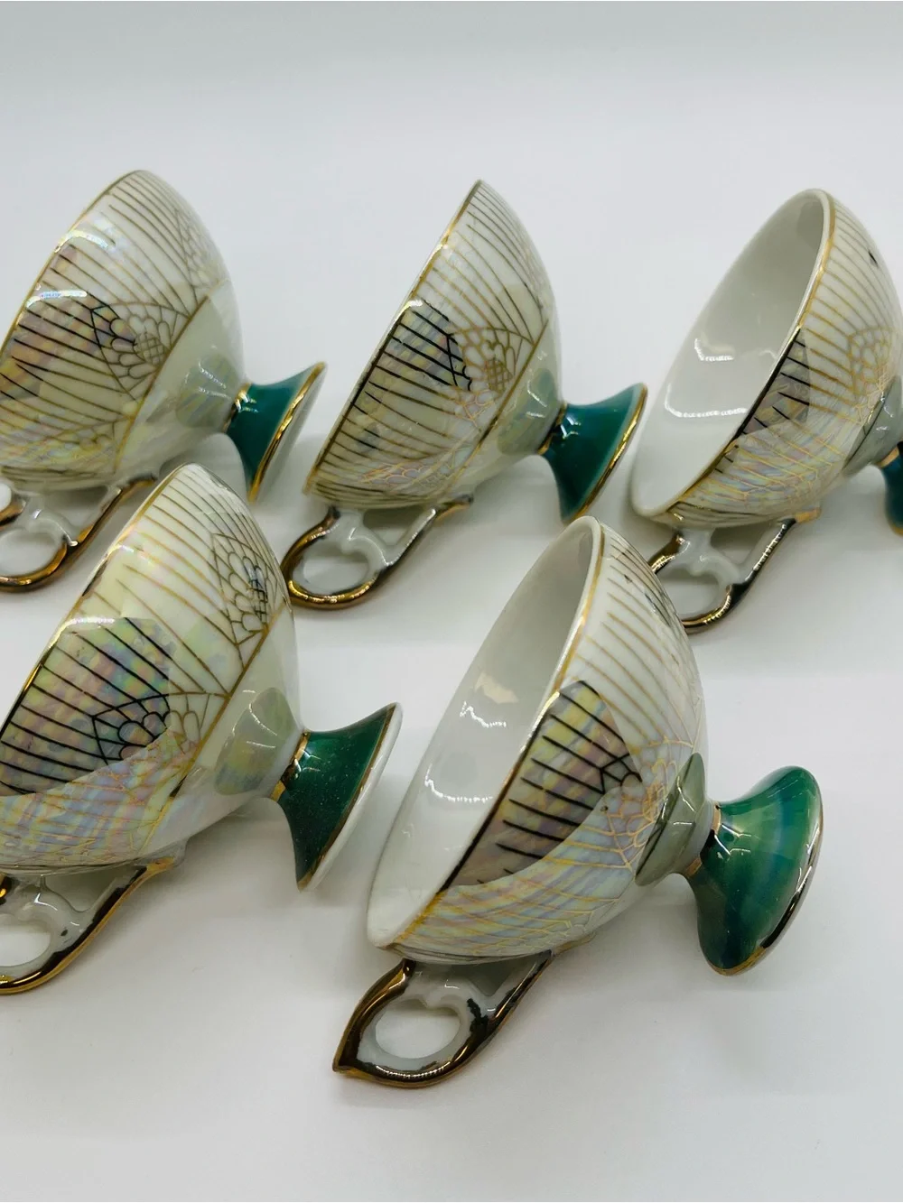 Set/5 Vintage Royal Halsey Japan Demitasse Tea Cups and Saucers